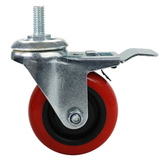 3'' 250-lb. Heavy Duty Stem-Mount Polyurethane Caster, Swivel w/Total Lock Brake