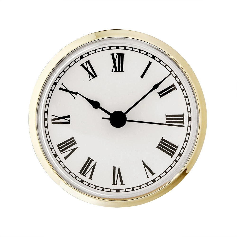 3" Clock Face - Wht/Blk Roman/Gold