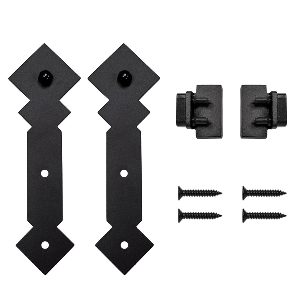 Double Diamond Mini Rolling Door Hardware for Furniture, Black, No Rail