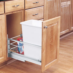 Single 35qt Pull-Out Container-White, 18" Slides (5349-15DM18-1)