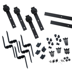 I-Semble Bypass Rolling Door Hardware Kit, Bent Strap, Black