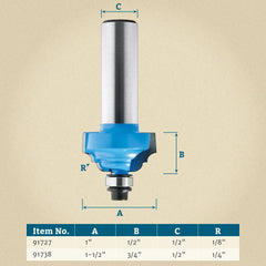 1'' D x 1/2'' H x 1/8'' R x 1/2'' Shank Rockler Classic Roman Ogee Bit