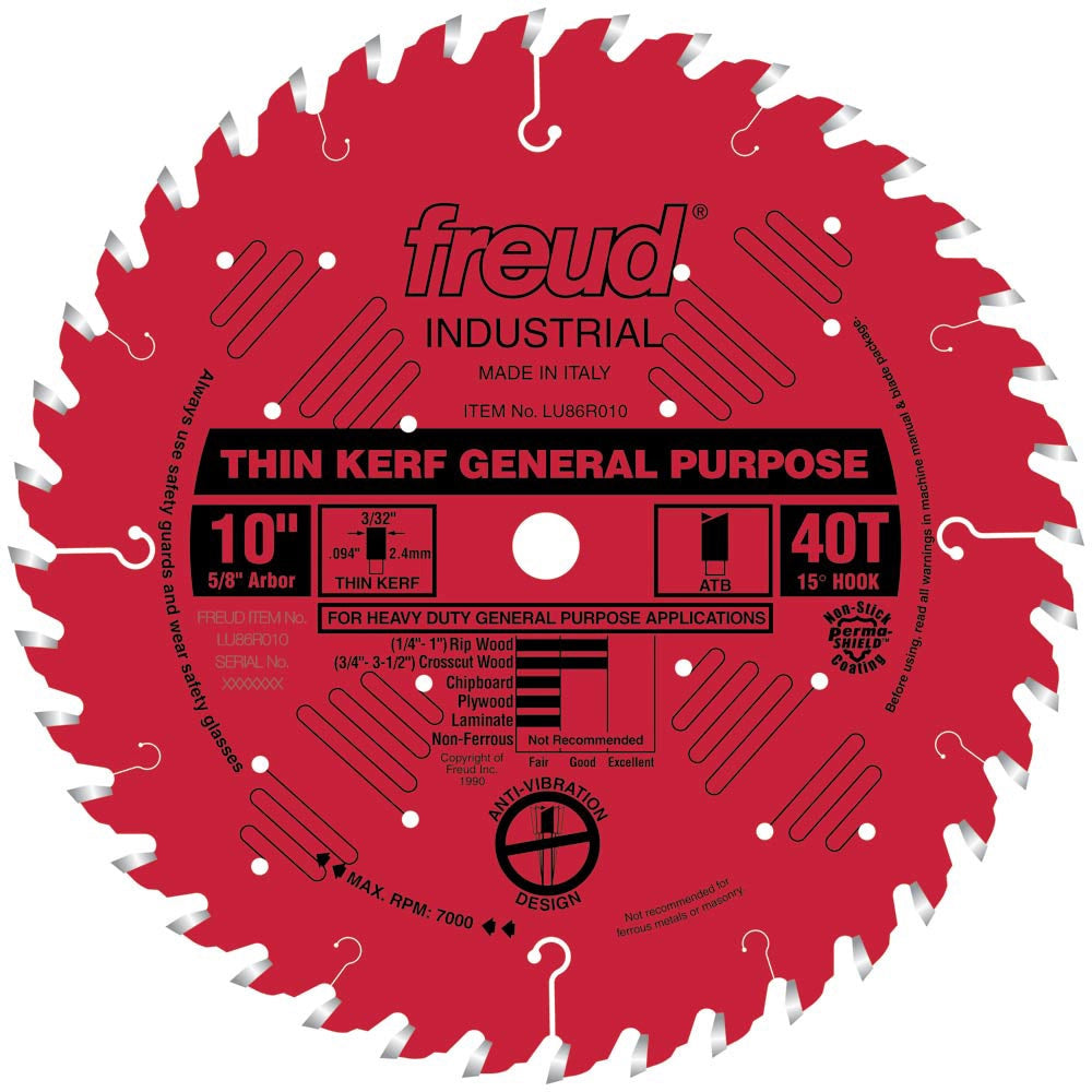 8'' x 34T x 5/8'' Arbor Freud Industrial Thin Kerf General Purpose Blade (LU86R008)