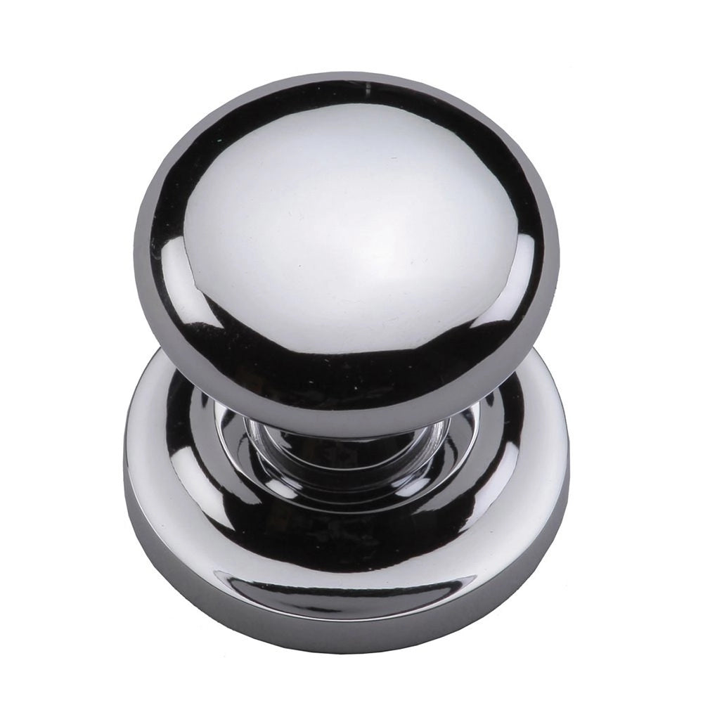 1-1/2''  Round Cabinet Knob on Rose, Polished Chrome