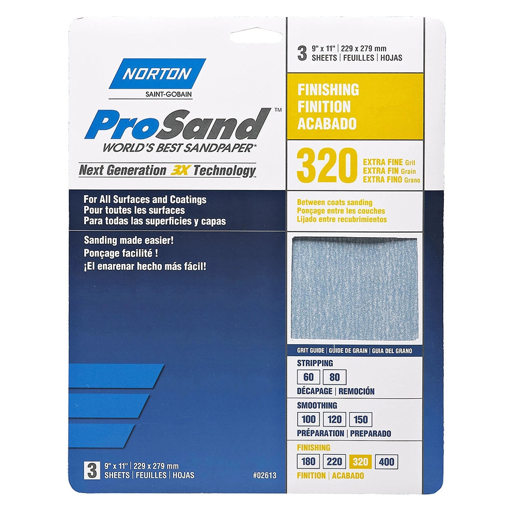 80-Grit Norton ProSand Sandpaper, 3-Pack