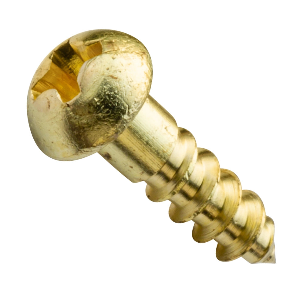 Centerline #6 x 1/2'' Round Head Phillips Wood Screws, Solid Brass, 50-Pack