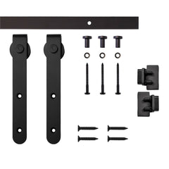 4' Rounded Stick Mini Rolling Door Hardware Kit for Furniture, Black