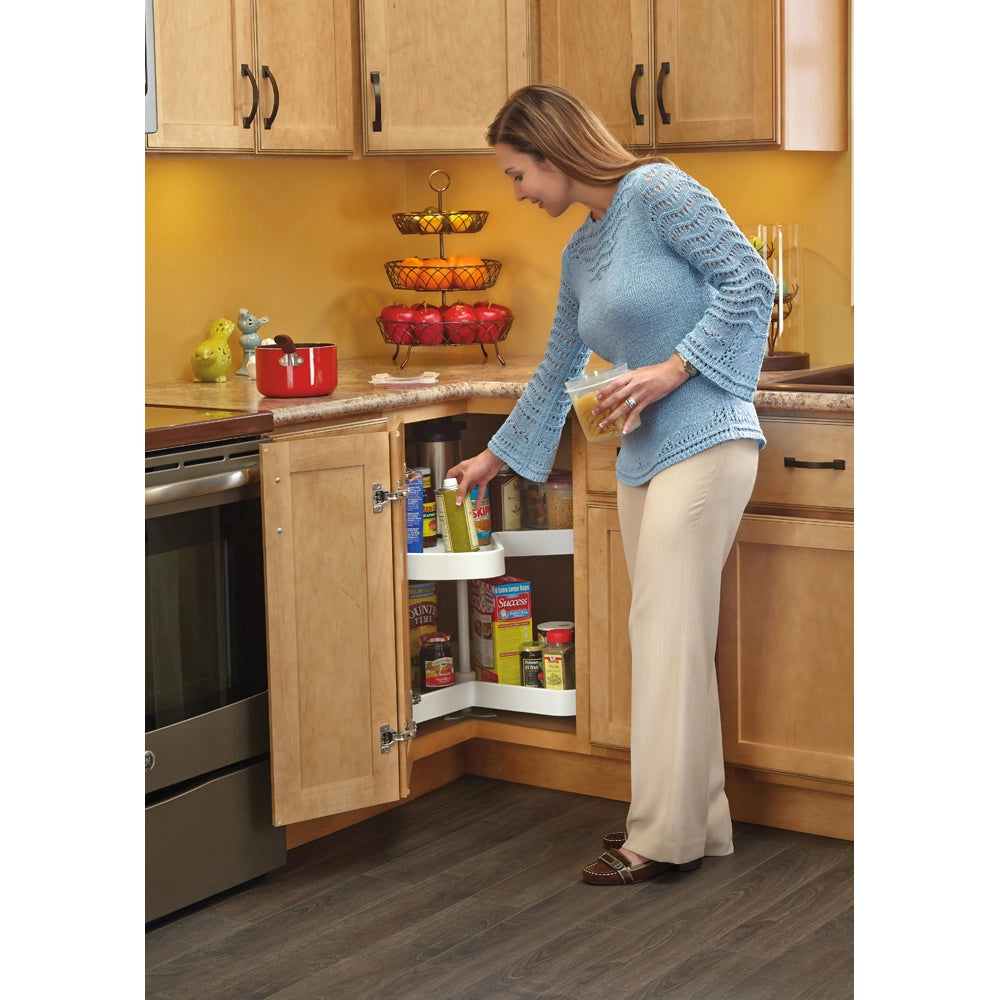 Full Circle LD Polymer 2 Shelf Corner Lazy Susans - 18 in. White