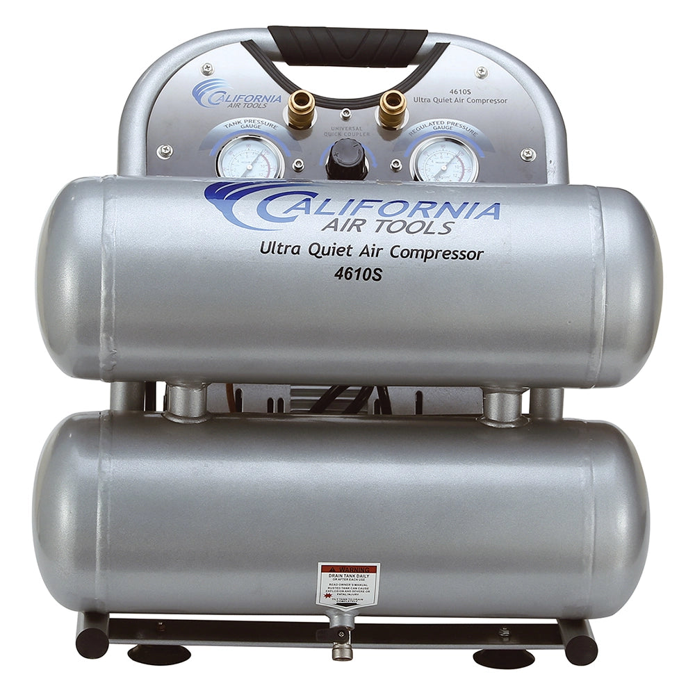 California Air Tools Ultra Quiet Air Compressor 4610S, 1HP, 4.6-Gallon Steel Tank