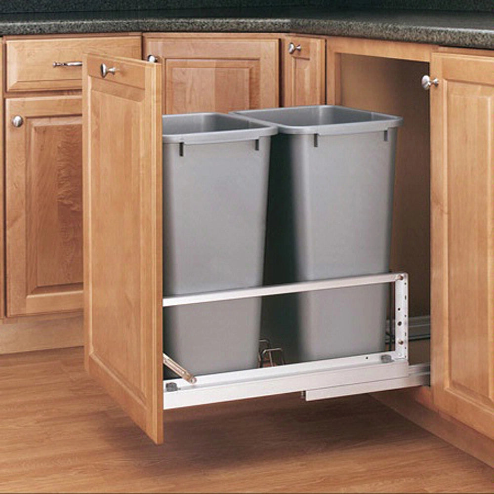 Double 27 Quart Pull-Out Waste Container, White (5349-1527DM-2)