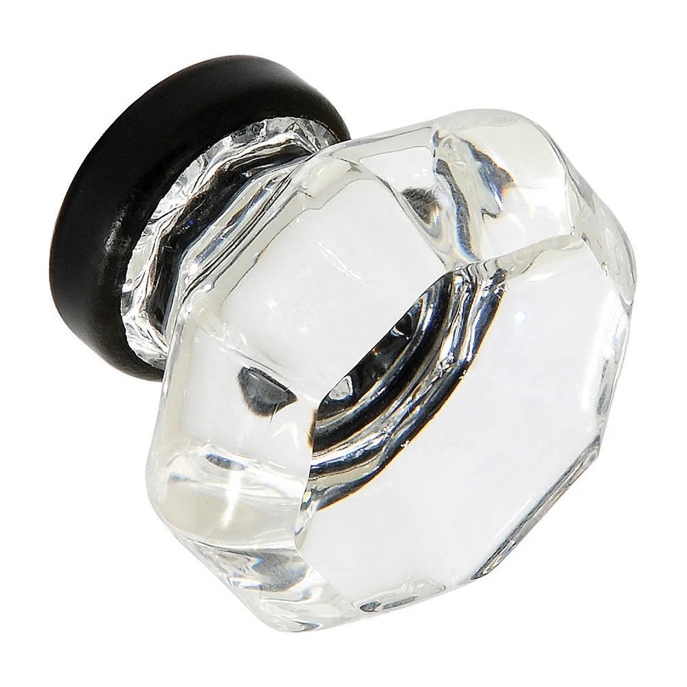 Clear Glass with Black Base Knob