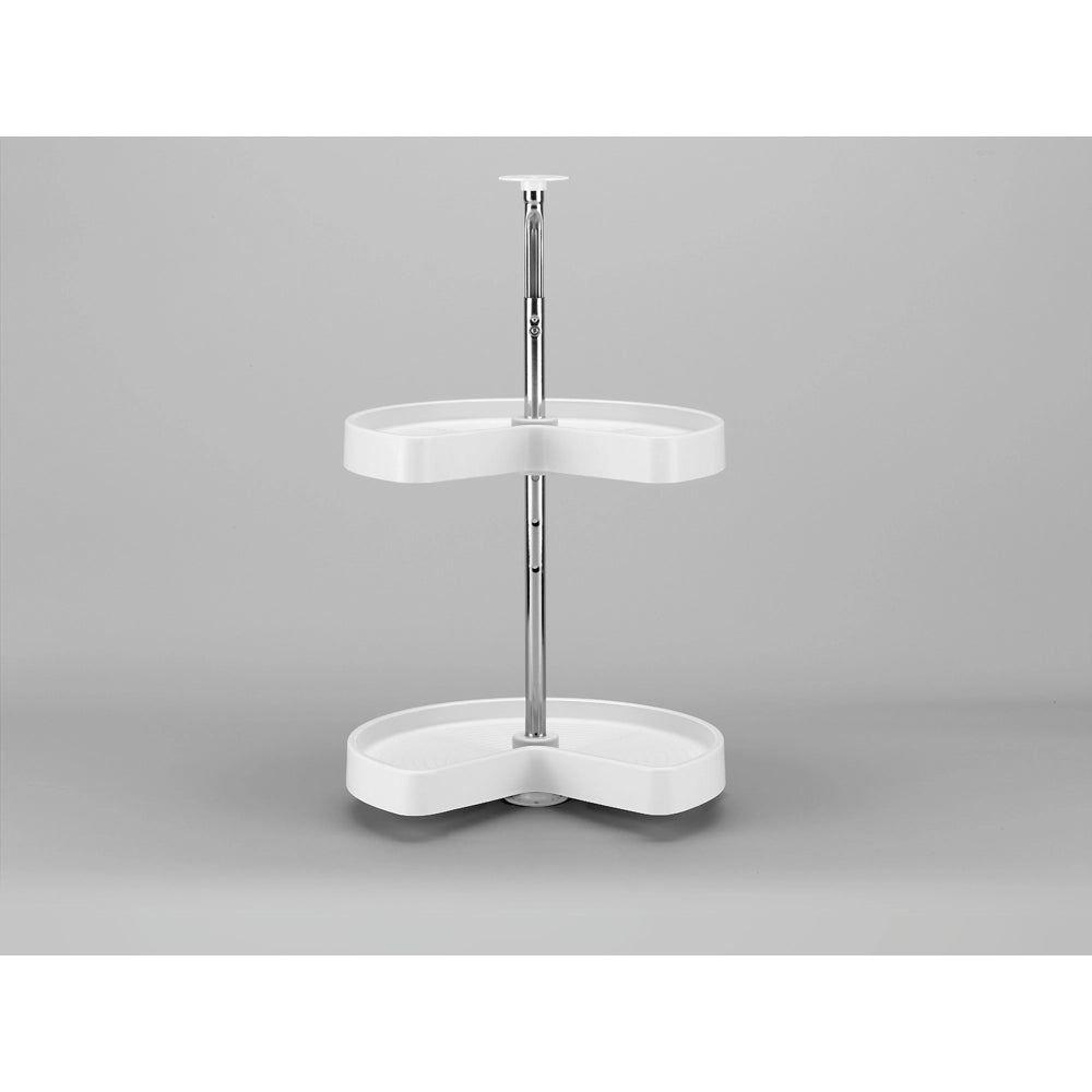 Kidney Shape LD Polymer 2 Shelf Corner Lazy Susans - 18 in. White