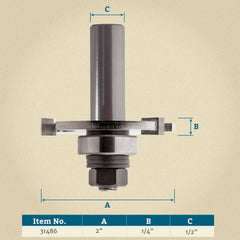 Freud® 63-162 Slotting Cutter Router Bit - 2" Dia x 1/4" H x 1/2" Shank