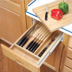 17-1/2" Wide Knife Holder and Cutting Board Drawer System, Wood - Maple (4KCB-21)