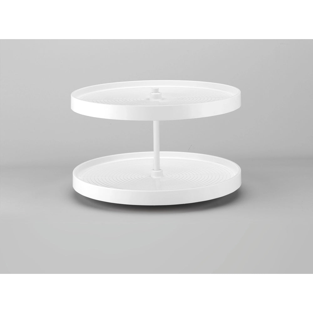 Full Circle LD Bottom Mount Polymer 2 Shelf Corner Lazy Susans - 28 in. White