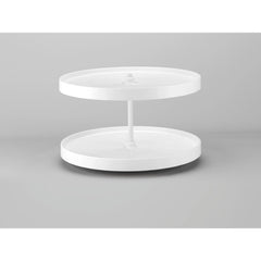 Full Circle LD Bottom Mount Polymer 2 Shelf Corner Lazy Susans - 28 in. White