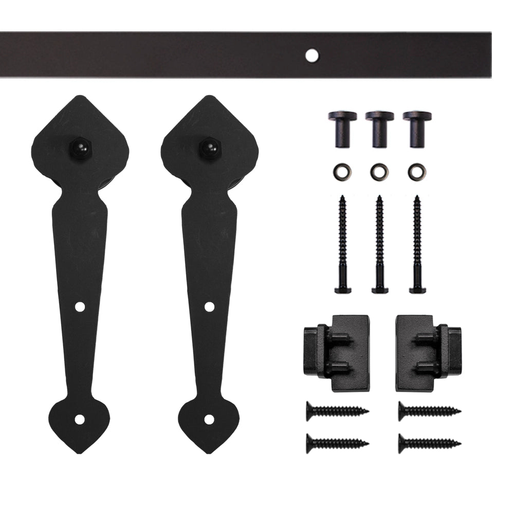 4' Spade Mini Rolling Door Hardware Kit for Furniture, Black