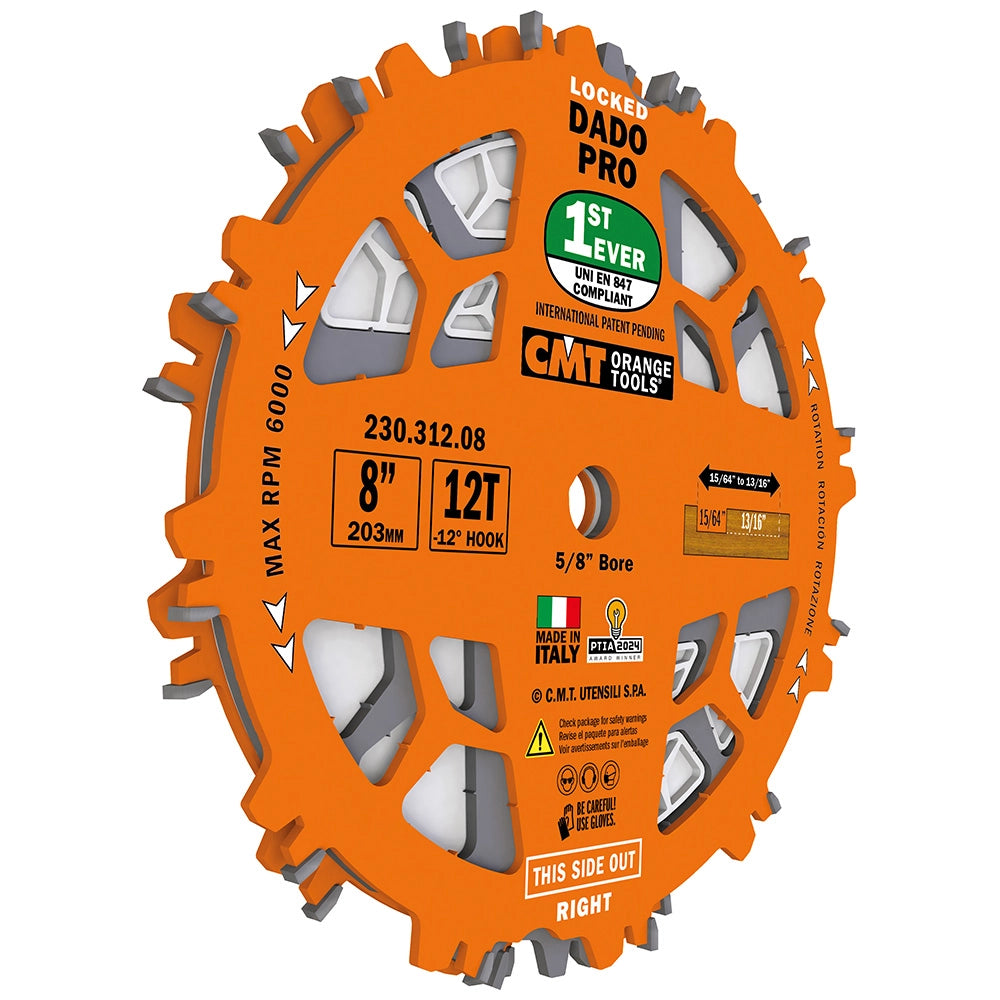 CMT Locked Dado Pro Blade Set, 8'' x 12T