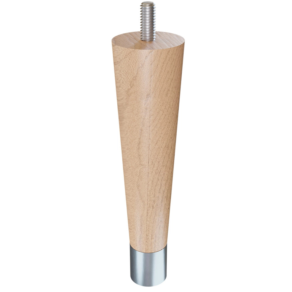 6'' Tapered Turned Leg, Hard Maple, 1''H Brushed Aluminum Foot