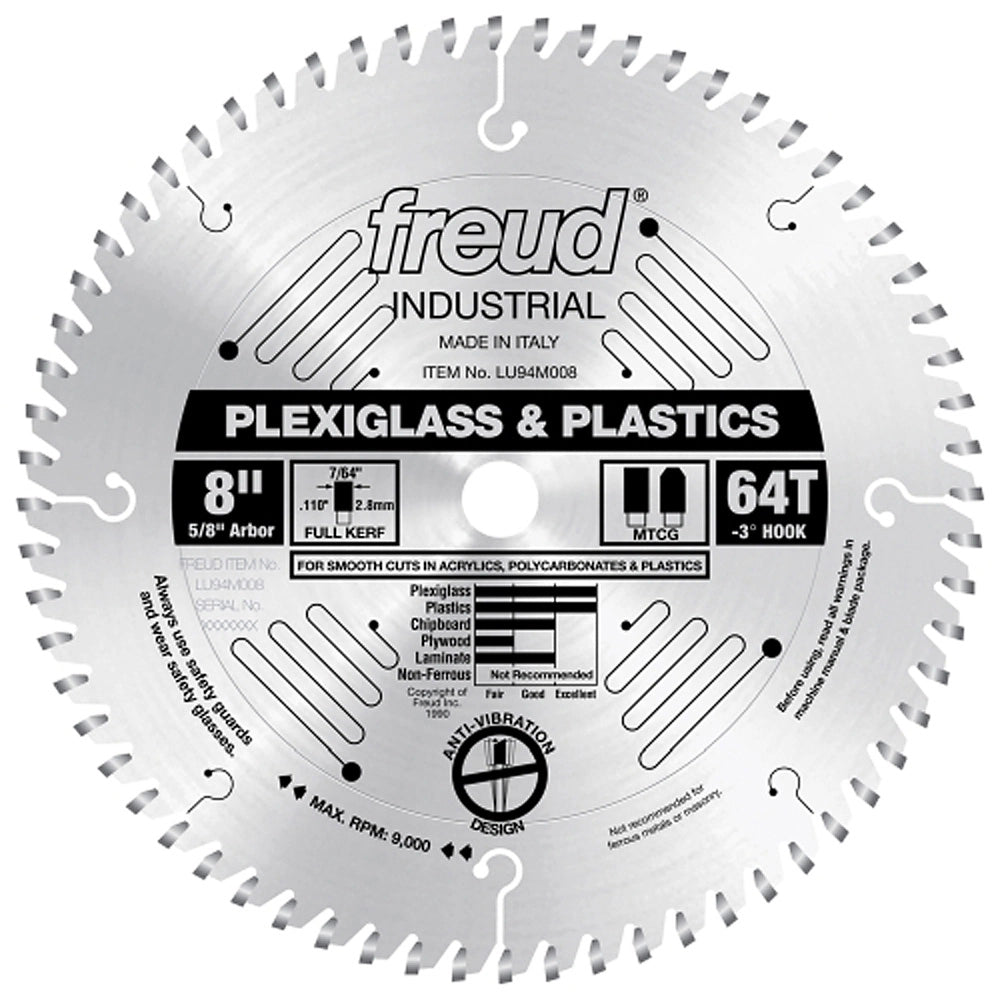 8" x 64T Freud Industrial Plastic Blade (LU94M008)