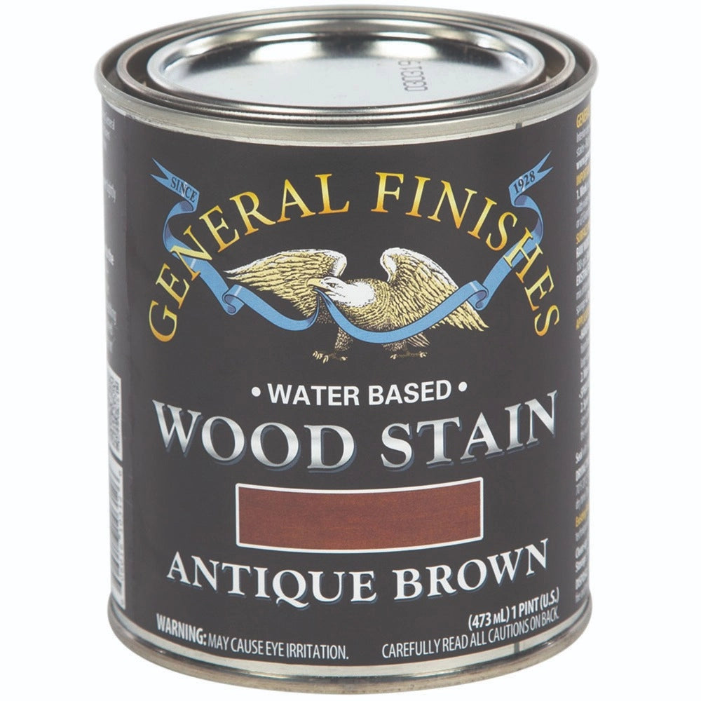 General Finishes Water-Based Wood Stain, Antique Brown, Pint