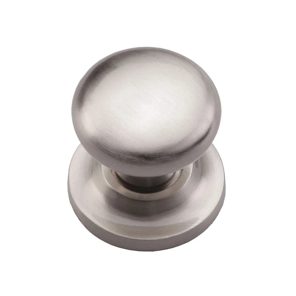 1-1/2''  Round Cabinet Knob on Rose, Satin Nickel