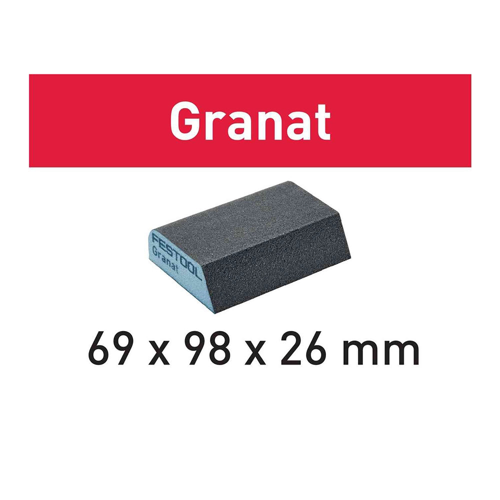 120-Grit Festool Granat Contoured Sanding Sponges, 2-3/4'' x 3-7/8'' x 1'' Thick, 6-Pack (201084)