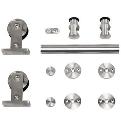 Rolling Barn Door Hardware Kit, Stainless Steel, Top Mount for Wood Doors