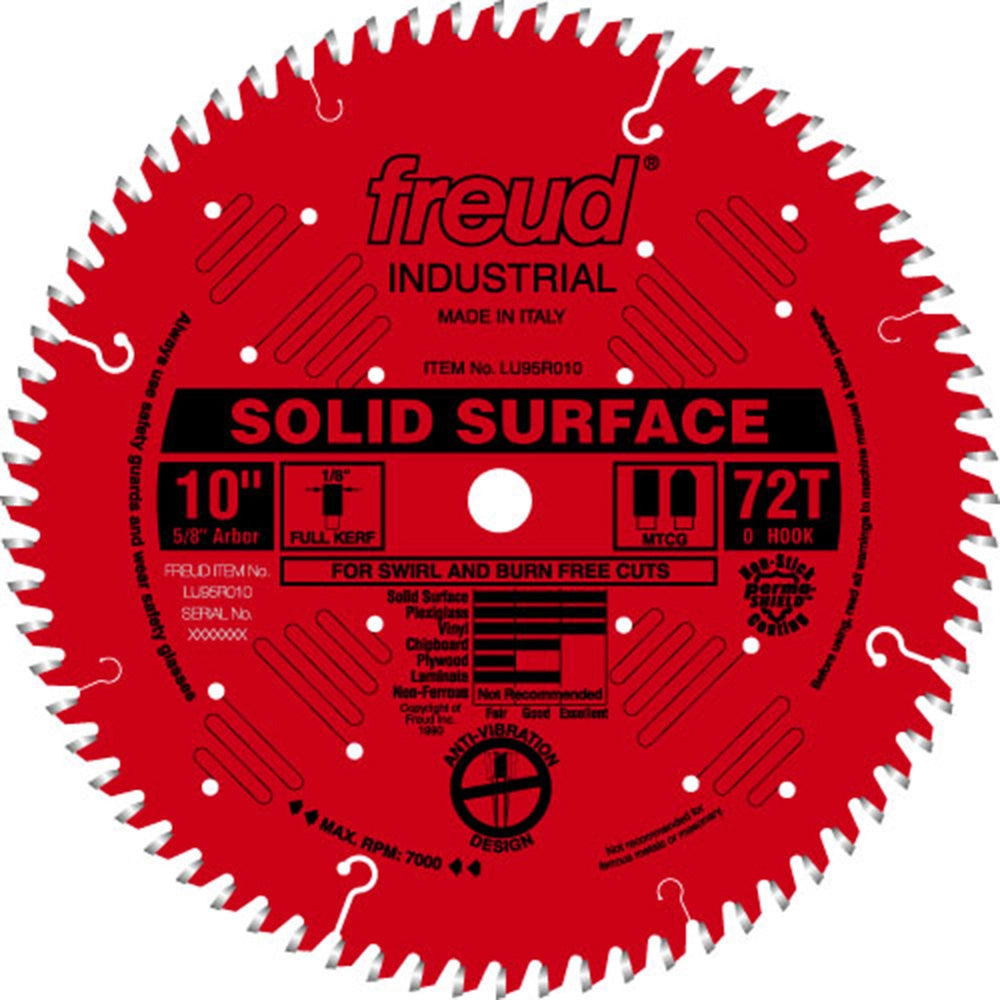 10" x 72T Freud Industrial Solid Surface Blade (LU95R010)