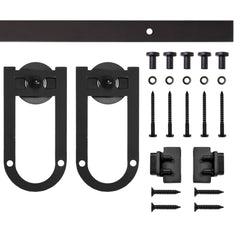 6' Long Horseshoe Mini Rolling Door Hardware Kit for Furniture, Black