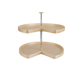 Kidney Shape LD Banded Wood 2 Shelf Corner Lazy Susans - 32 in.