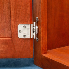 Variable Overlay Self-Closing Face-Mount Reverse Bevel Cabinet Hinges, Antique Brass