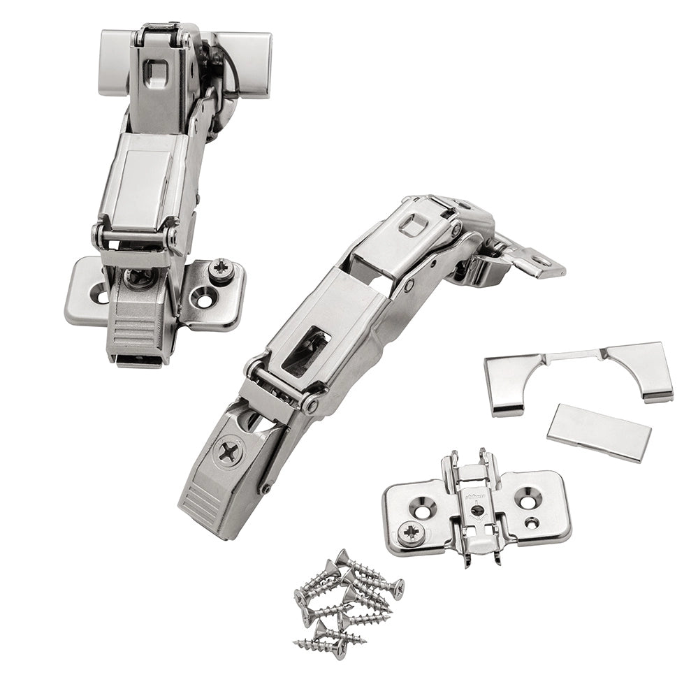 Blum Clip Top BLUMotion 155° Zero Protrusion Hinges, Nickel, Frameless, Full Overlay