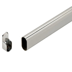17-3/4"L, Chrome-Plated, Hafele Oval Wardrobe Rails with Supports