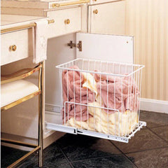 Pull-Out Hamper / Utility Basket, 15" W x 20" H, White, Wire (HRV-1520 S)