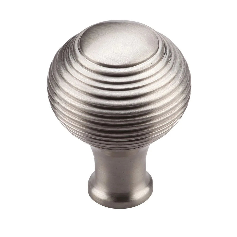 1-1/4''  Reeded Cabinet Knob, Satin Nickel