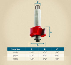 1-3/8" D x 1/2" H x 1/2" Shank Freud #32-522 Rabbeting Bit