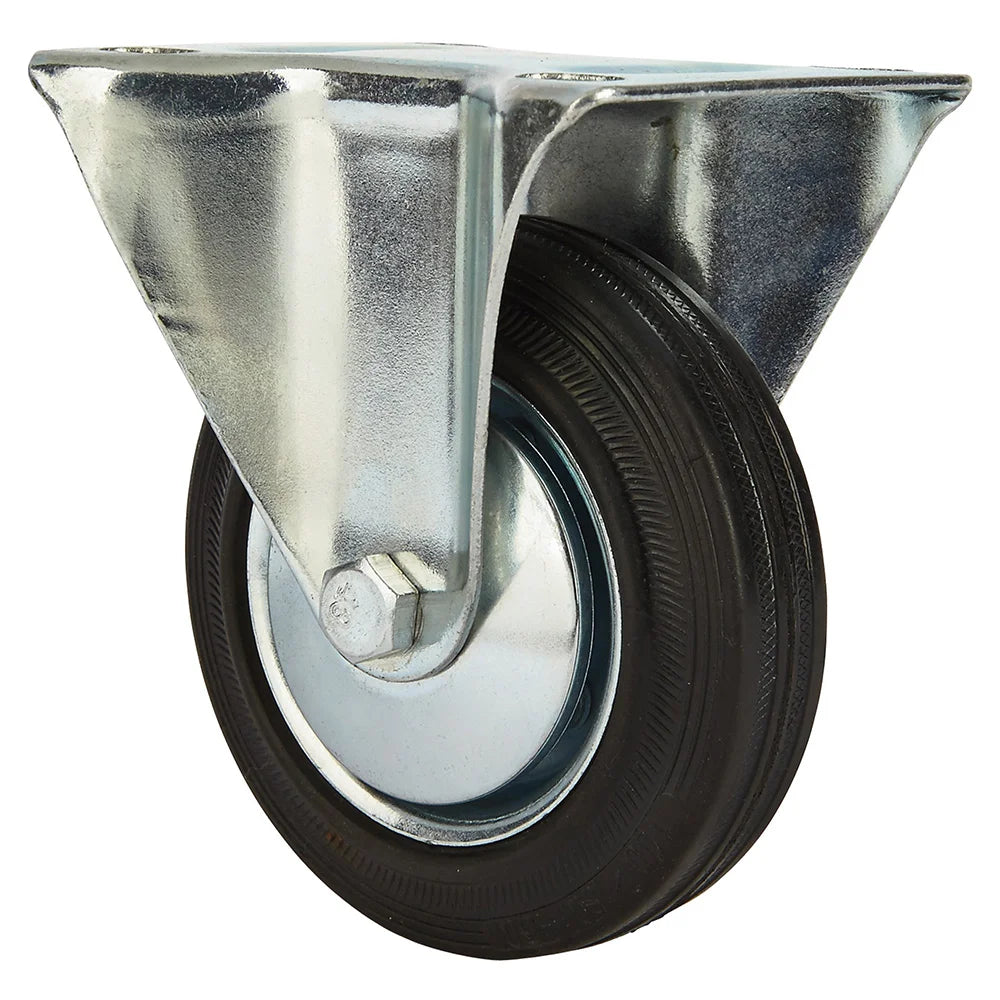 4'' 155-lb. Steel-Hub Rubber Caster, Rigid
