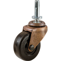 1-5/8'' Black Rubber Caster with Copper Oxide Finish, Stem Mount 2-Pack