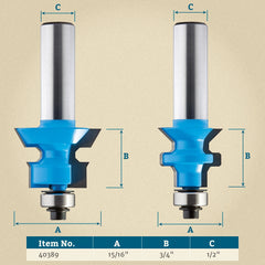 Rockler Flooring Nail Slot Router Bit Set - 15/16" Dia x 3/4" H x 1/2" Shank