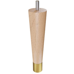 6'' Tapered Turned Leg, Hard Maple, 1''H Brushed Aluminum Foot