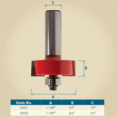 1-3/8" D x 1/2" H x 1/2" Shank Freud #32-522 Rabbeting Bit