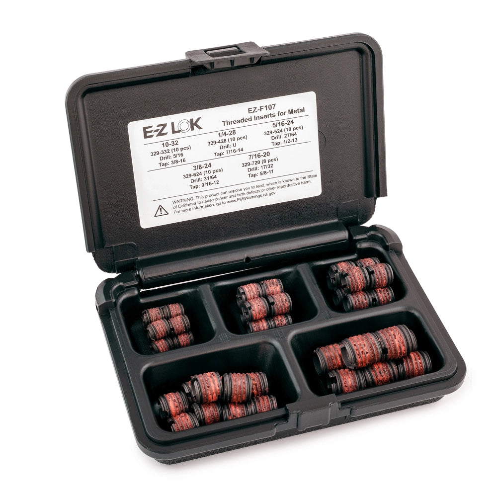 E-Z LOK Threaded Insert Assortment Kit for Metal - Carbon Steel - 10-32 to 7/16-20