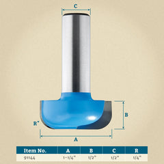 Rockler Dish Carving Router Bit - 1-1/4" Dia x 1/2" H x 1/2" Shank