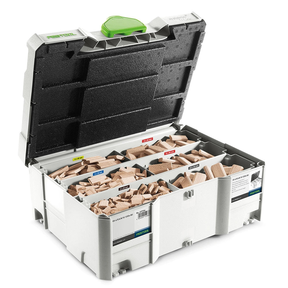 1060-Piece Domino Assortment for Festool DF 500 with 5 Cutters and Systainer (576794)