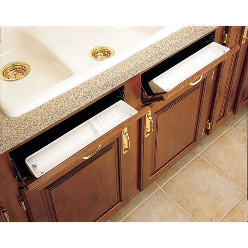 Tip-Out Tray LD Deluxe w/ 2 Pair of 45 Degree Hinges - 11 in. White