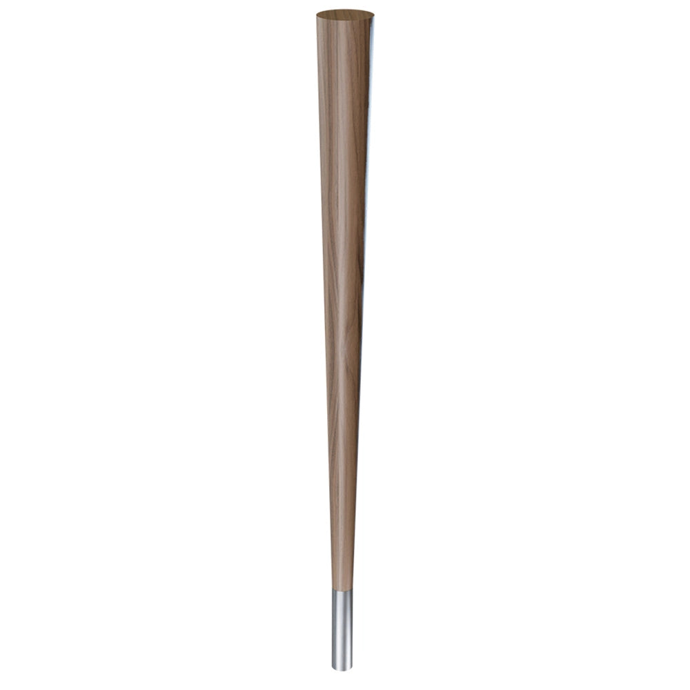 29'' Tapered Turned Leg, Walnut, 4''H Brushed Aluminum Foot