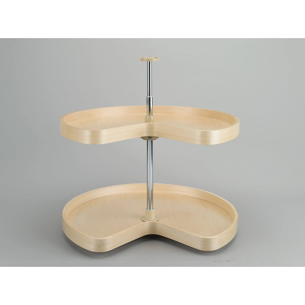 Kidney Shape LD Banded Wood 2 Shelf Corner Lazy Susans - 28 in.