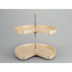 Kidney Shape LD Banded Wood 2 Shelf Corner Lazy Susans - 28 in.