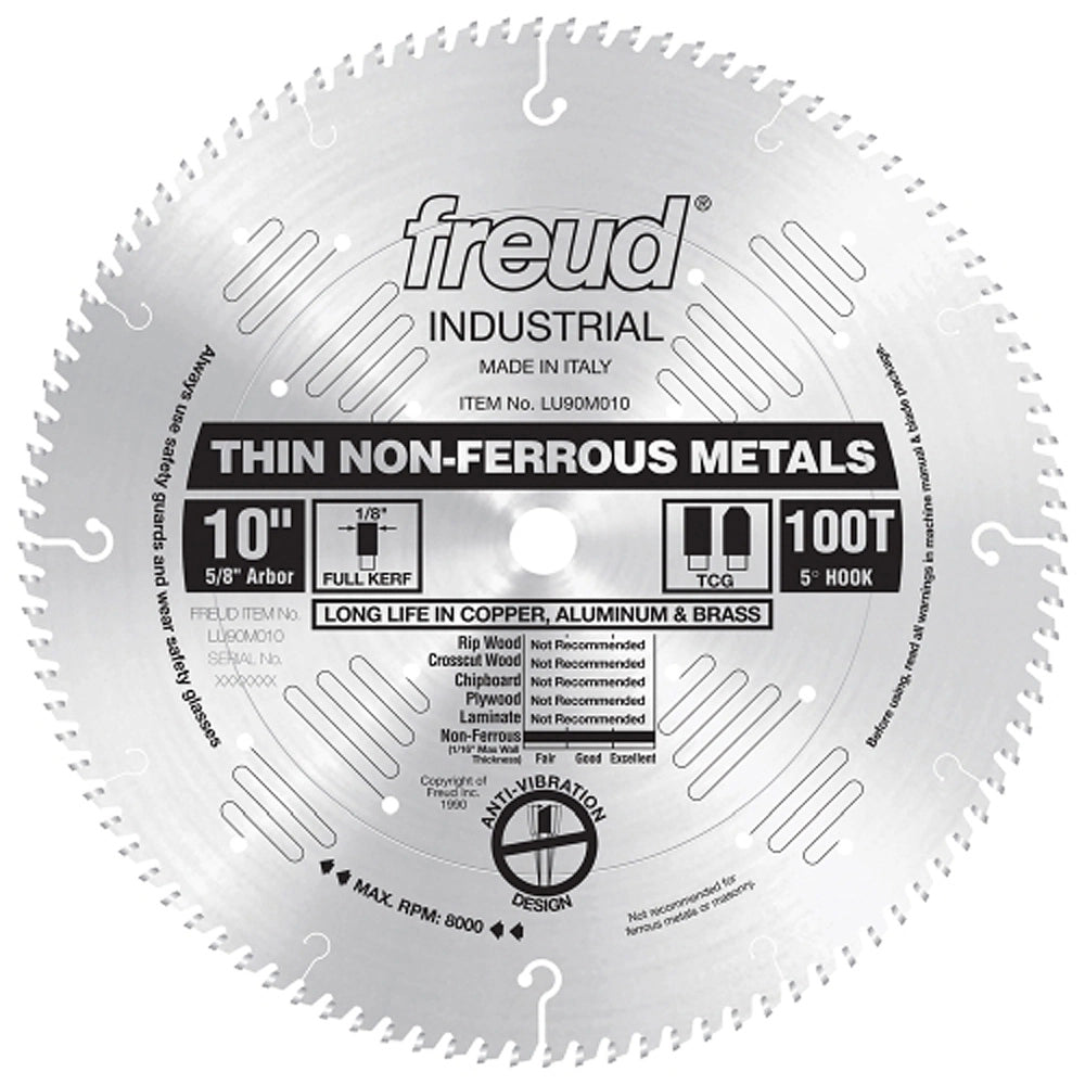 10" x 100T Freud Industrial Thin Stock Non-Ferrous Metal Blade (LU90M010)